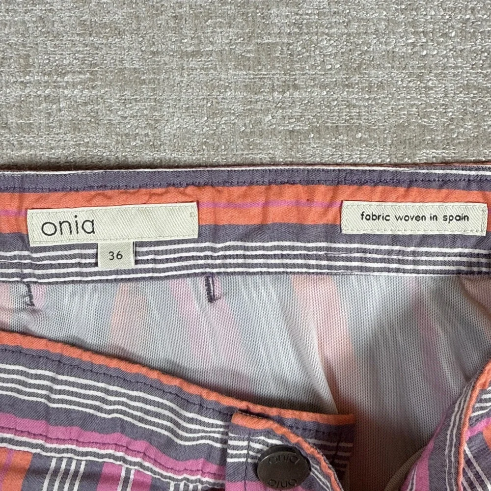 Onia Shorts Mens 37/7 Multi-Color Striped Flat‎ Front Summer Casual